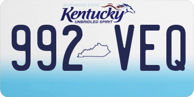 KY license plate 992VEQ