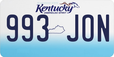KY license plate 993JON