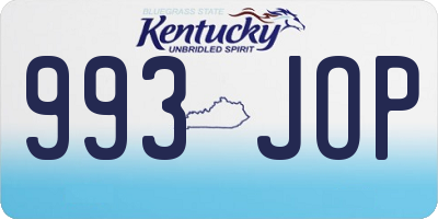 KY license plate 993JOP