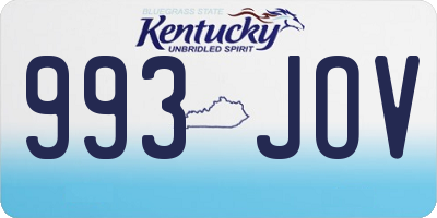 KY license plate 993JOV