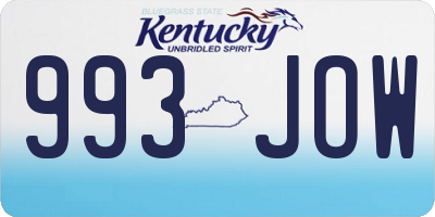 KY license plate 993JOW