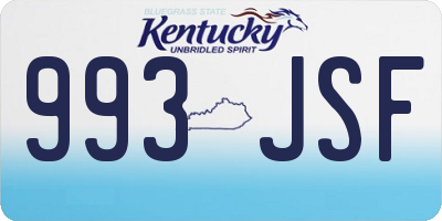 KY license plate 993JSF