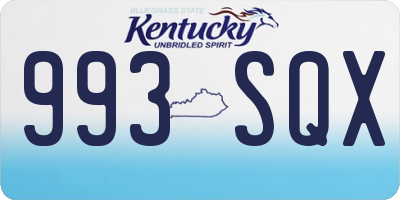 KY license plate 993SQX