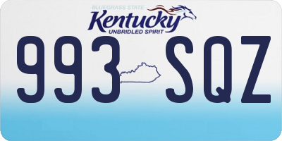 KY license plate 993SQZ