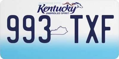 KY license plate 993TXF