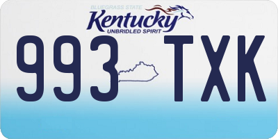 KY license plate 993TXK