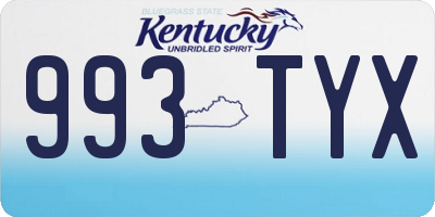KY license plate 993TYX