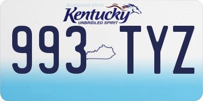 KY license plate 993TYZ