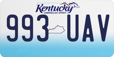 KY license plate 993UAV