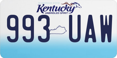 KY license plate 993UAW