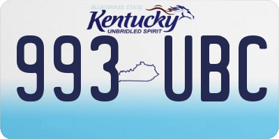 KY license plate 993UBC