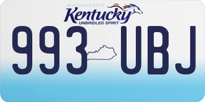 KY license plate 993UBJ
