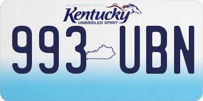 KY license plate 993UBN