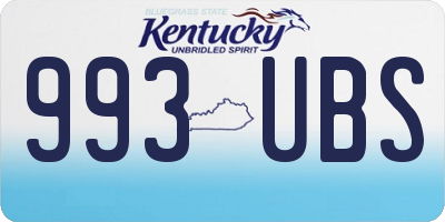 KY license plate 993UBS