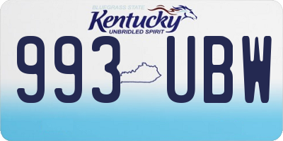 KY license plate 993UBW