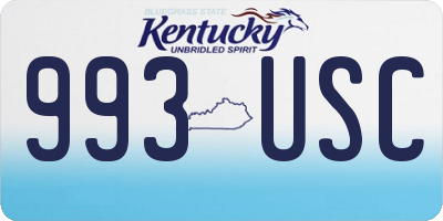 KY license plate 993USC