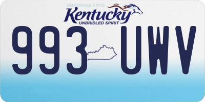 KY license plate 993UWV