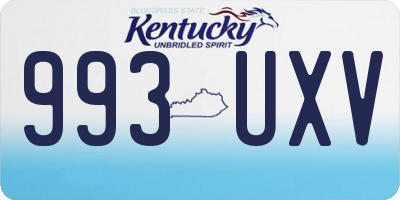 KY license plate 993UXV