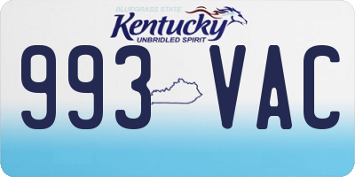 KY license plate 993VAC