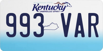 KY license plate 993VAR