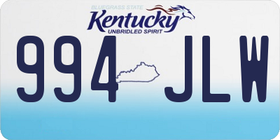 KY license plate 994JLW