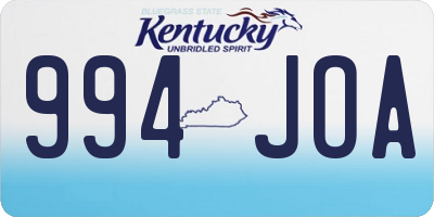 KY license plate 994JOA