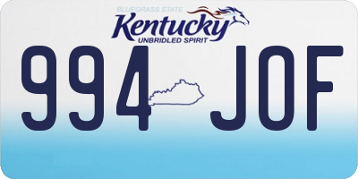 KY license plate 994JOF