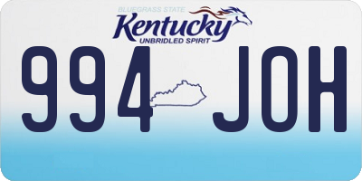 KY license plate 994JOH