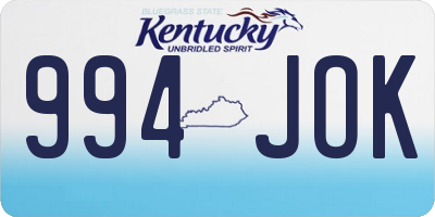 KY license plate 994JOK
