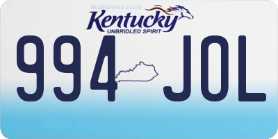 KY license plate 994JOL