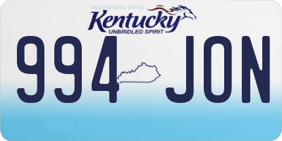 KY license plate 994JON