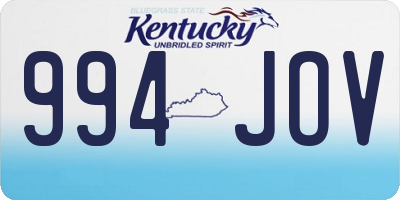KY license plate 994JOV