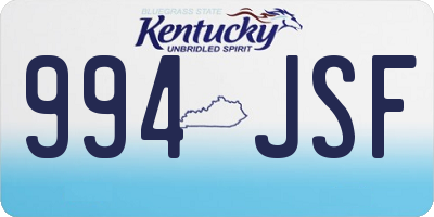 KY license plate 994JSF