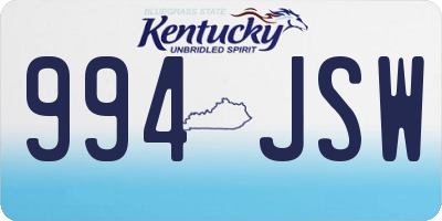 KY license plate 994JSW