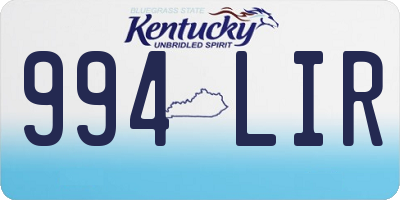 KY license plate 994LIR