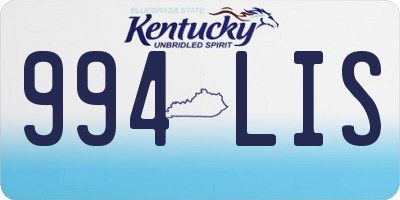 KY license plate 994LIS