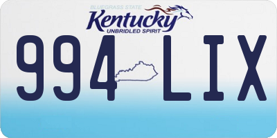 KY license plate 994LIX