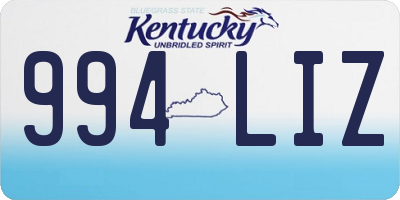 KY license plate 994LIZ