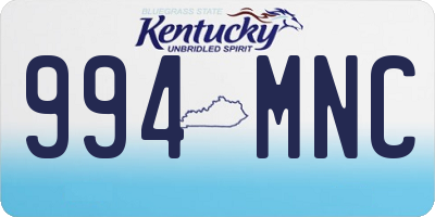 KY license plate 994MNC