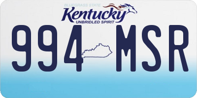 KY license plate 994MSR