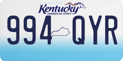KY license plate 994QYR