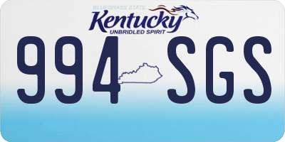 KY license plate 994SGS