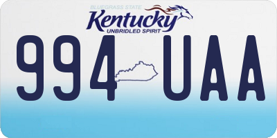 KY license plate 994UAA