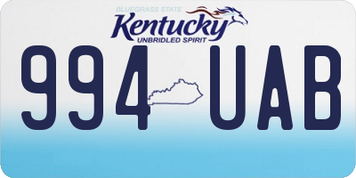 KY license plate 994UAB