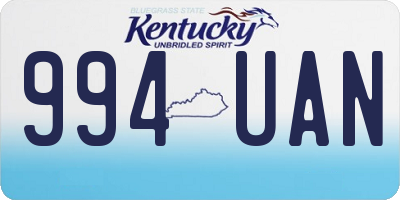 KY license plate 994UAN