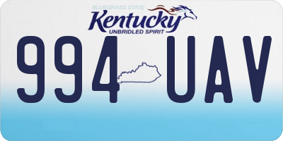 KY license plate 994UAV