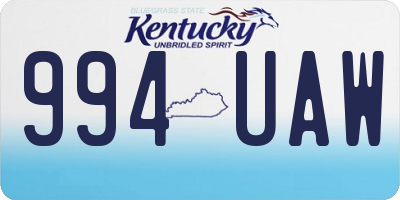 KY license plate 994UAW