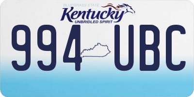 KY license plate 994UBC