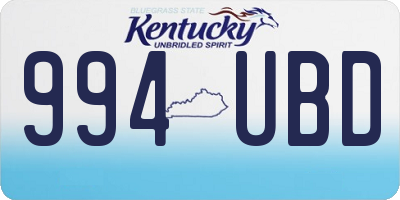 KY license plate 994UBD