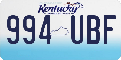KY license plate 994UBF